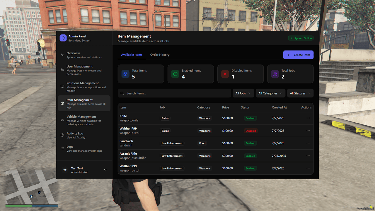 Available items management