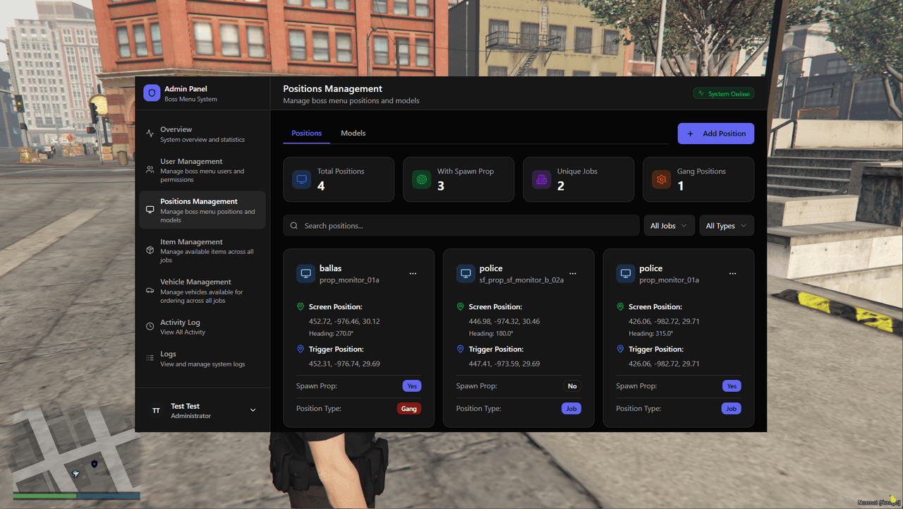 Position management with 3D editor