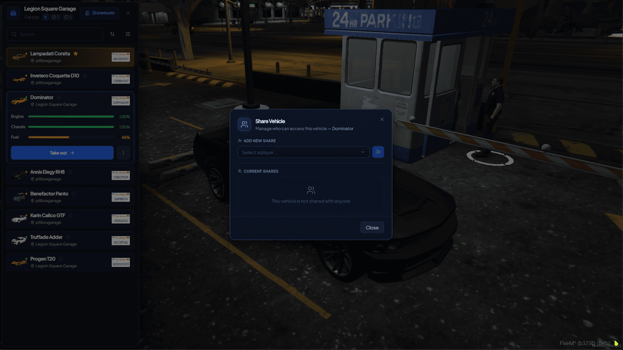 Share your vehicles with other players